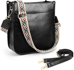 UTO Crossbody Bags for Women Purse with 2PCS Strap Simple and fashionable Zipped Pockets Bucket Handbag Shoulder Bag