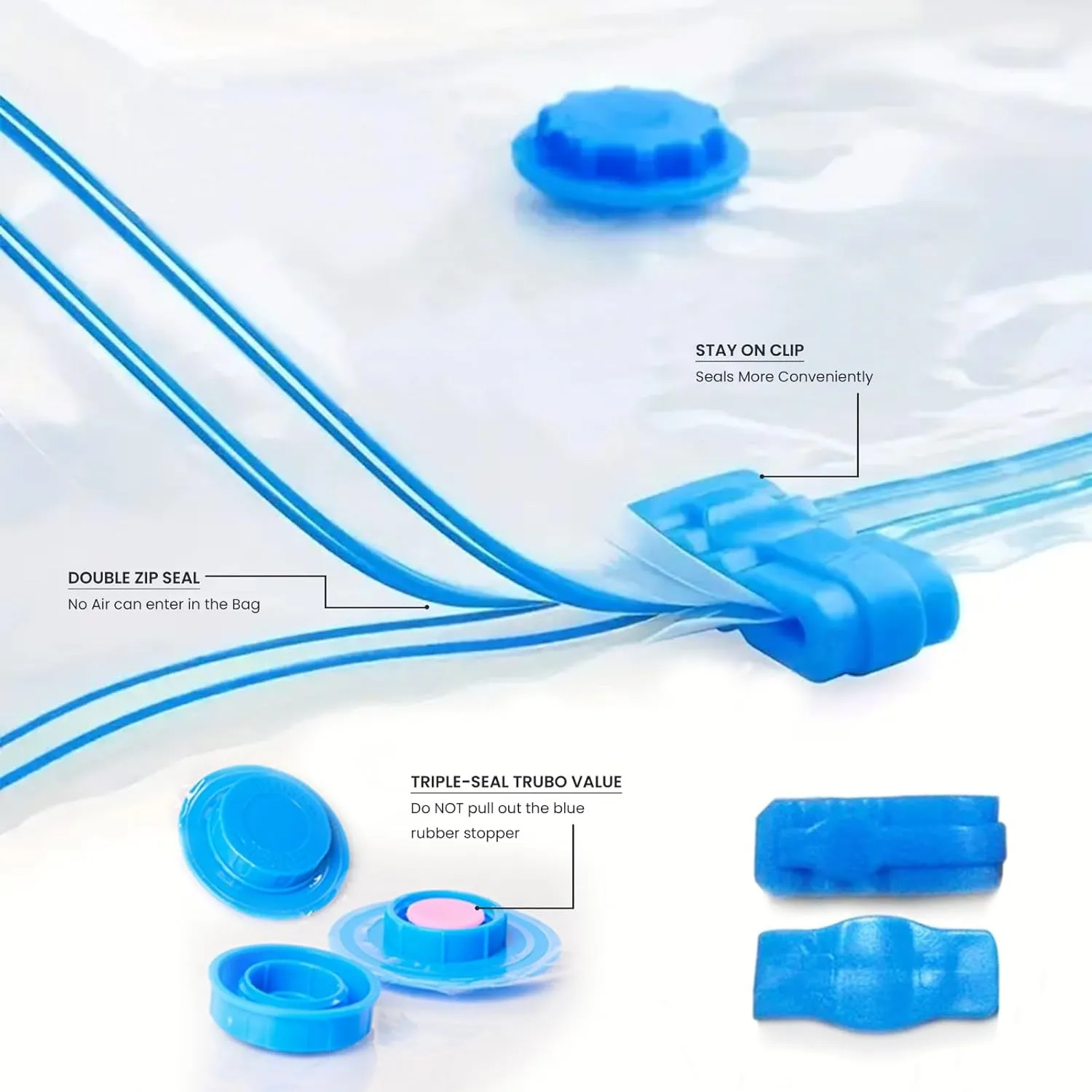 Vacuum Storage Bags | 6 Pack of Vacuum Sealer Bags (1Jumbo 2Large 2Medium) Free Hand Pump | Vacuum air bag travel for Pillows, Blankets, Clothes, Bedding, and Duvet with Quilts for Home and Travelling