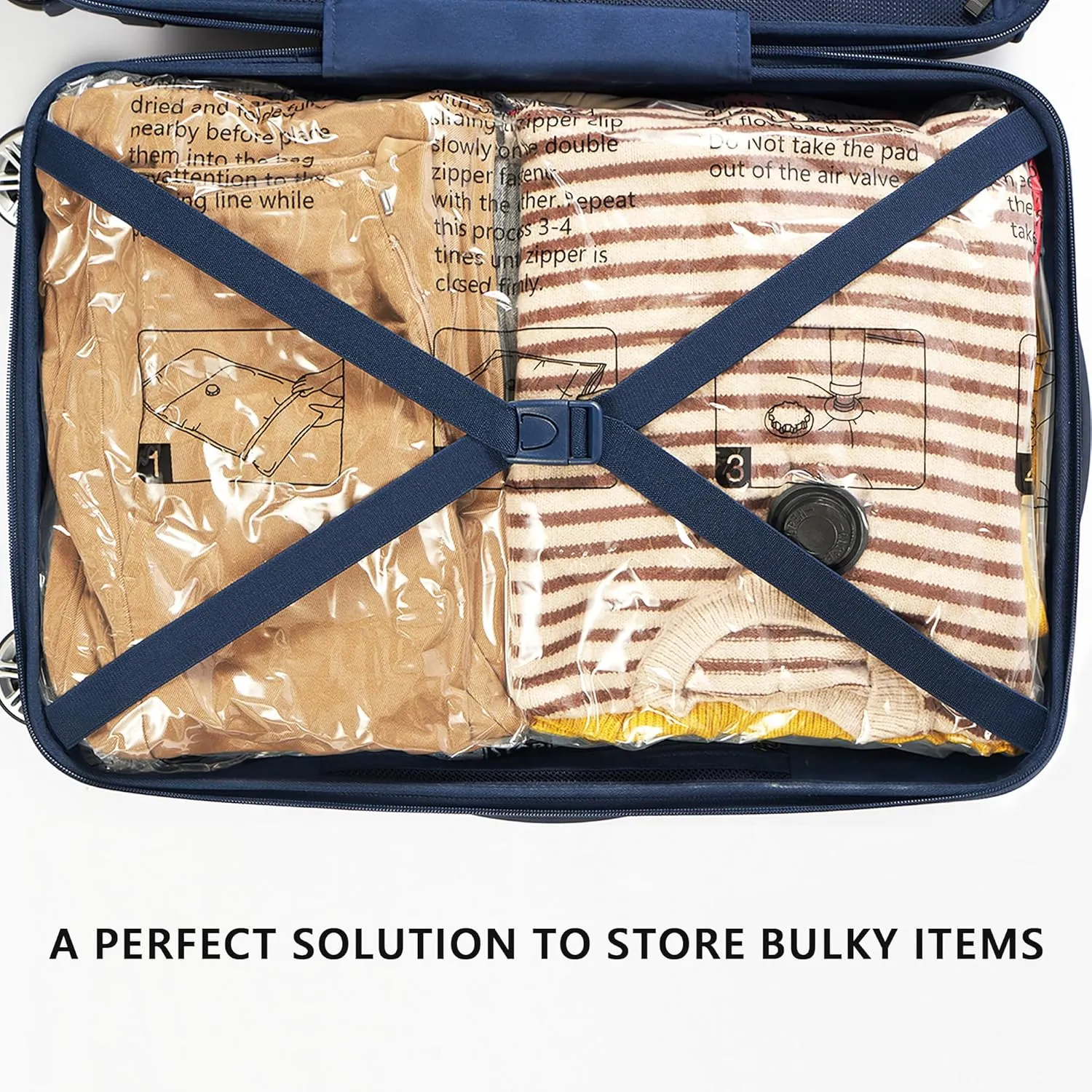 Vacuum Storage Bags 9 Combo, (3 Jumbo, 3 Large, 3 Medium) Space Saver Bags with Travel Hand Pump, Compression Airtight Sealer Bags for Clothes, Bedding, Pillows, Comforters, Blankets