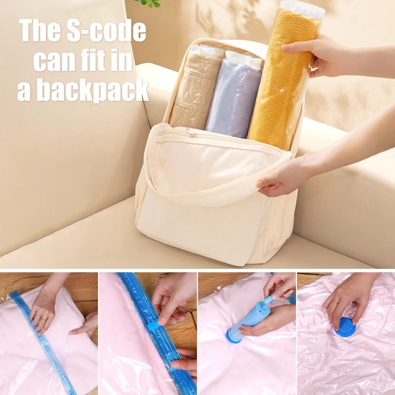 Vacuum Storage Bags for Clothing Comforters and Blankets, Space Saver, Travel Bag for Luggage (Clear, 15)