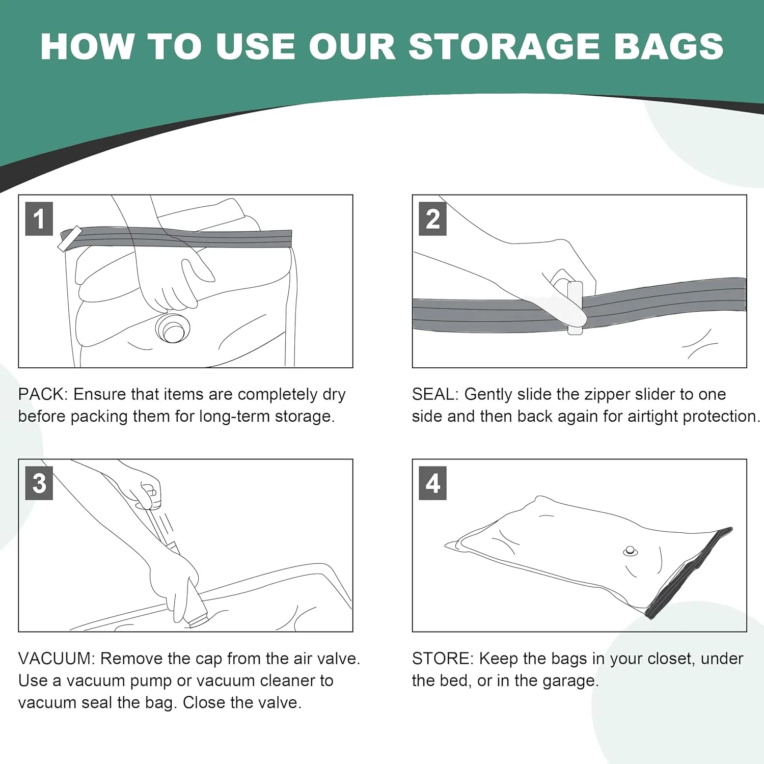 Vacuum Storage Bags, Space Saver Bags, Vacuum Sealed Bags for Comforters, Blankets, Clothes Storage, Hand Pump Included, 10-Small