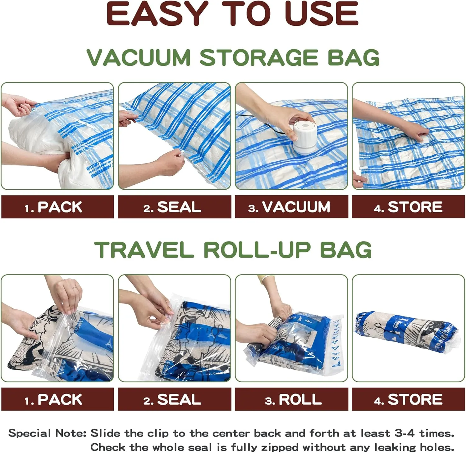 Vacuum Storage Bags with Electric Pump, Space Bags Vacuum Storage Bags for Comforters and Blankets, Vacuum Seal Bags for Clothing Clothes, Set of 20