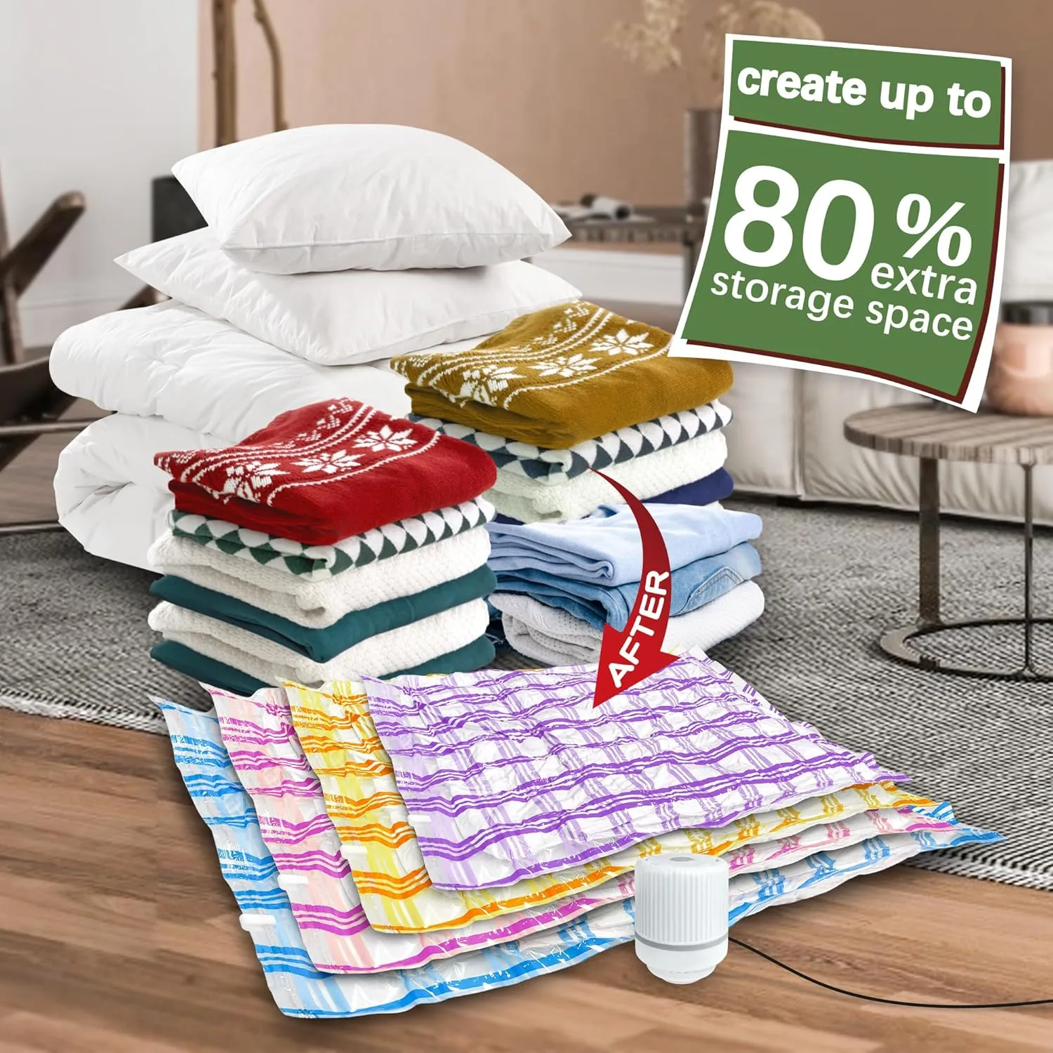 Vacuum Storage Bags with Electric Pump, Space Bags Vacuum Storage Bags for Comforters and Blankets, Vacuum Seal Bags for Clothing Clothes, Set of 20