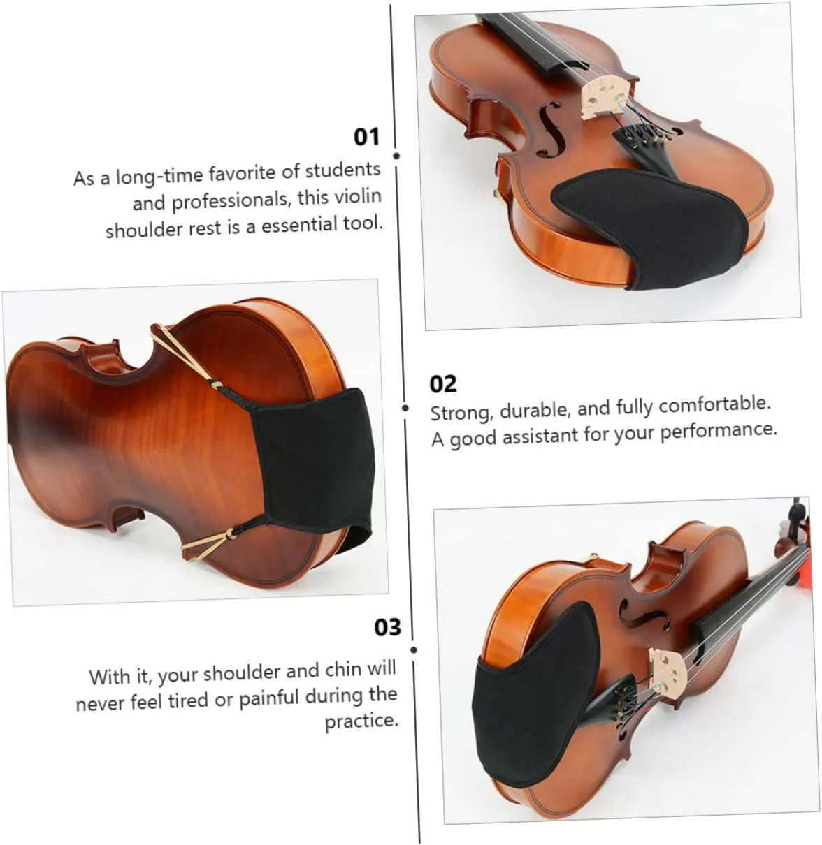 Vaguelly 1Pc Durable Violin Chin Rest Pad Comfortable Shoulder Mat Accessory for Violins Easy to Install Washable Reduces Chin Discomfort