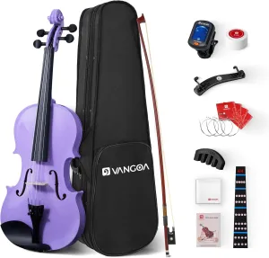 Vangoa 4/4 Full Size Violin Set for Beginners, Entry-level Fiddle Kit for Kids, Adults, Girls, Complete Starter Accessories Bundle with Rubber Muter, Purple