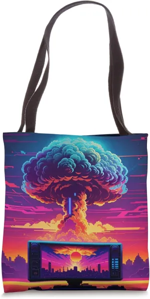 Vaporwave Atomic Bomb Fallout Nuclear Fission Mushroom Cloud Tote Bag