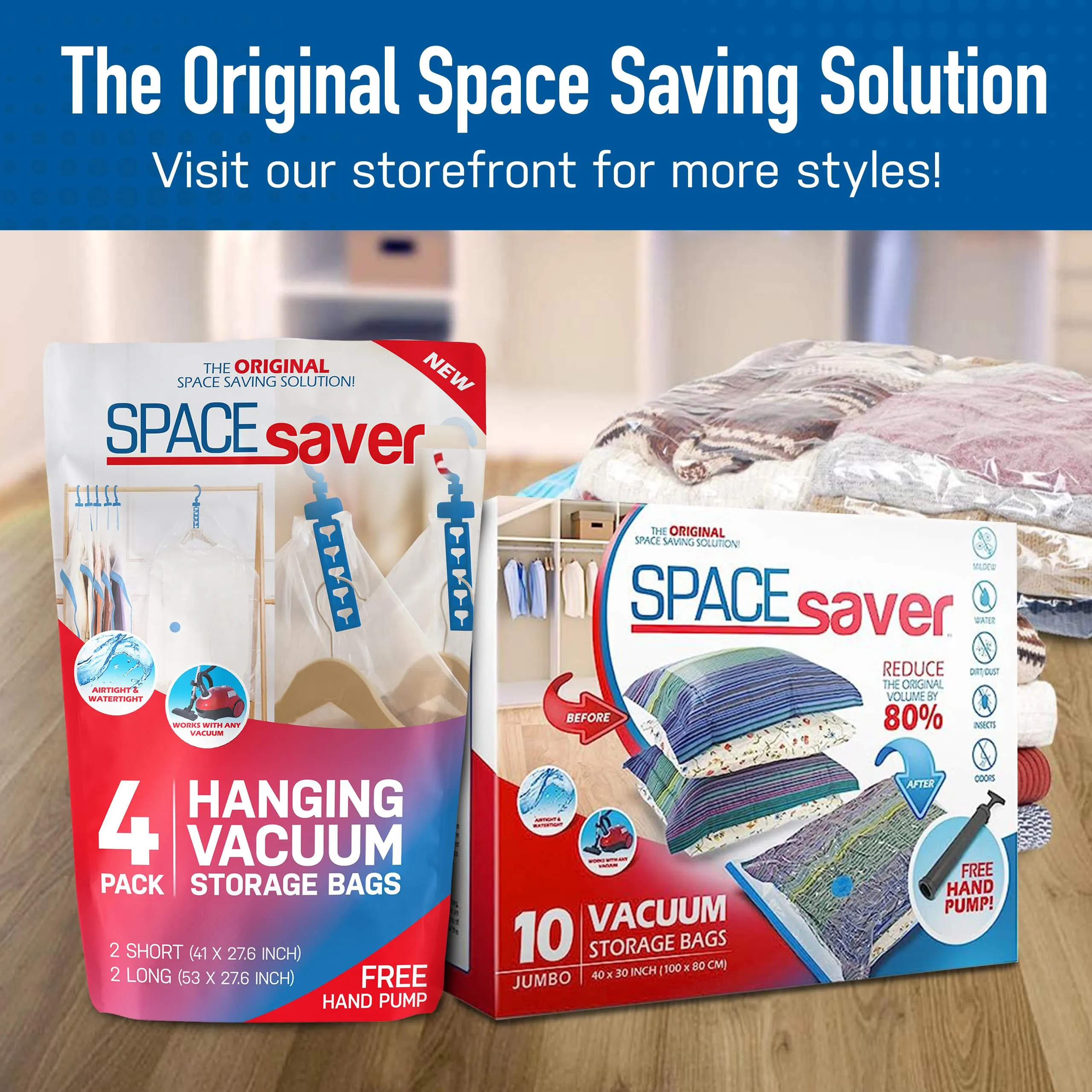 Variety 15 Pack Spacesaver Vacuum Bags Storage - Save 80% Clothes Storage Space - Vacuum Sealer Bags for Comforters, Blankets, Bedding, Clothing -