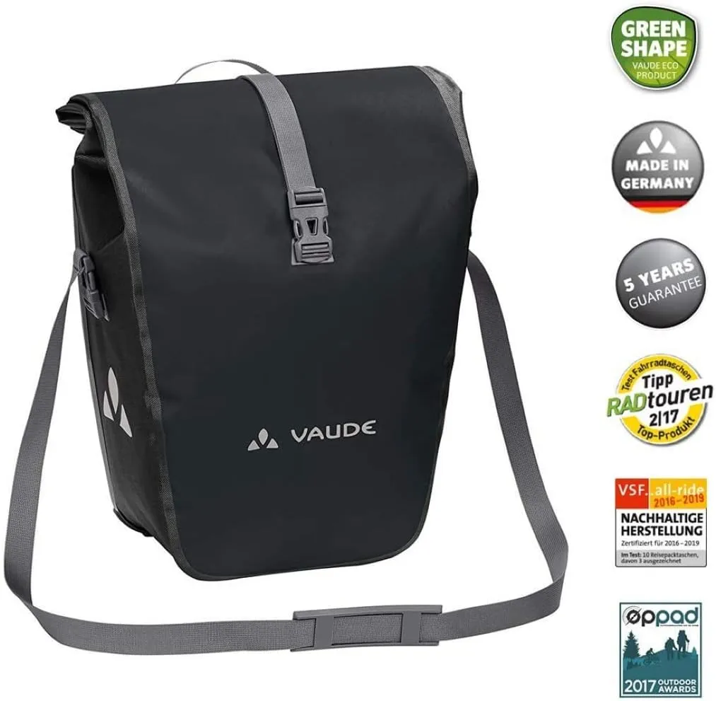VAUDE Aqua Back - Rear Pannier Bike Bag - Set of 2 - PVC-Free Tarpaulin Bike Panniers - Waterproof Pannier Bags with a 48 Litre Total Storage Volume