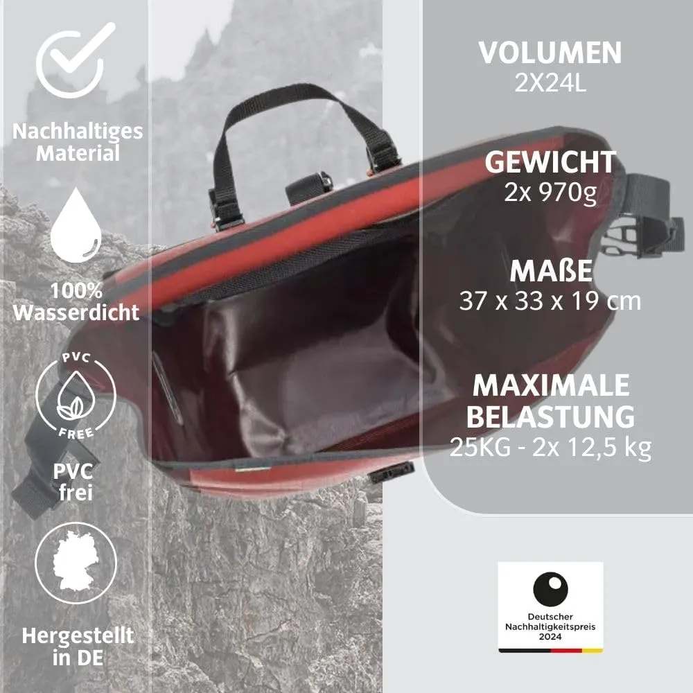 VAUDE Aqua Back - Rear Pannier Bike Bag - Set of 2 - PVC-Free Tarpaulin Bike Panniers - Waterproof Pannier Bags with a 48 Litre Total Storage Volume