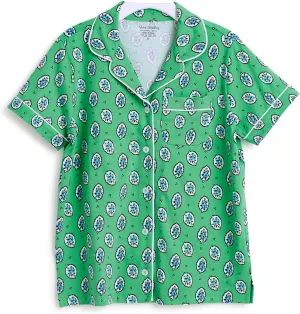 Vera Bradley Women's Cotton Pajama Short Sleeve Button-up Shirt