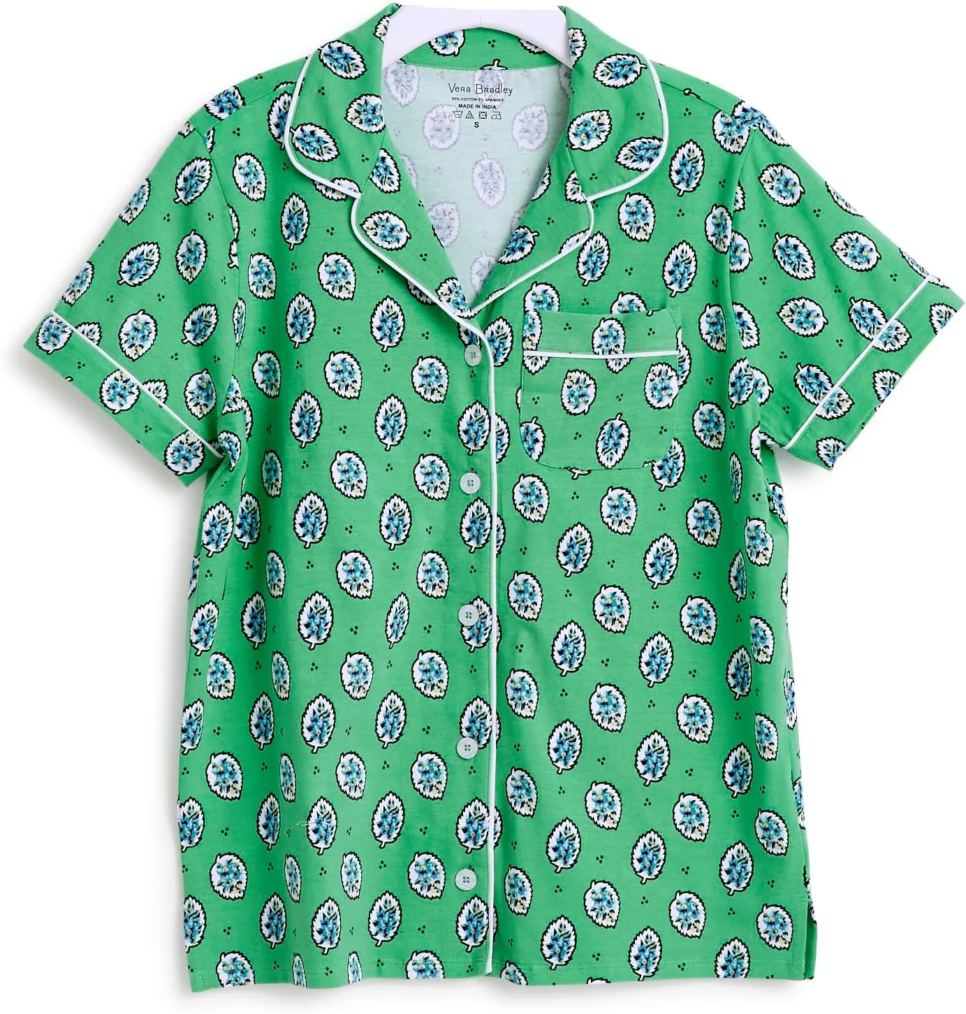 Vera Bradley Women's Cotton Pajama Short Sleeve Button-up Shirt