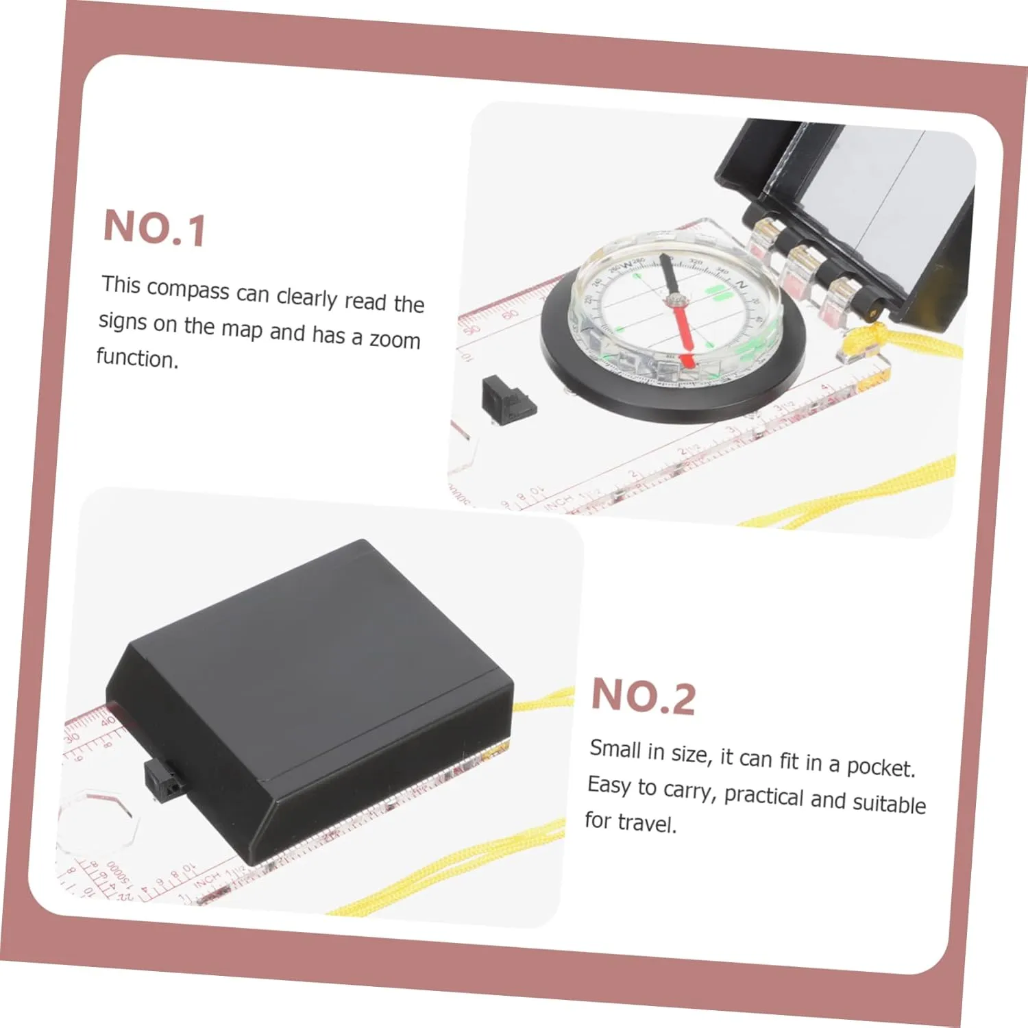 VICASKY Multipurpose Compass Ruler for Durable Measuring Scale Tool for Hiking Camping and Mapping for Surveying
