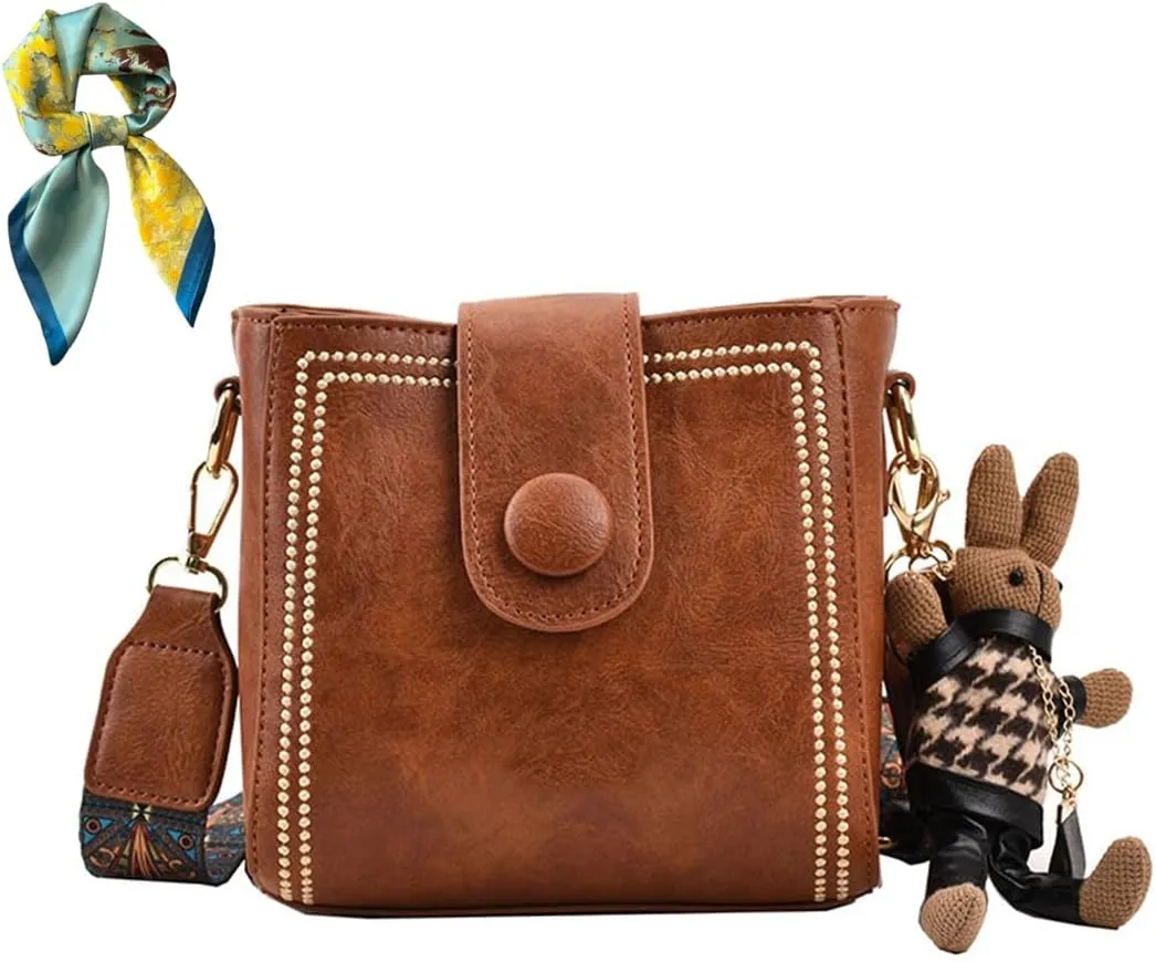 Vintage Fashion Bag with Adjustable Wider Shoulder Strap,Women's Vintage Bucket Bags,Retro Water Bucket Shoulder Bag