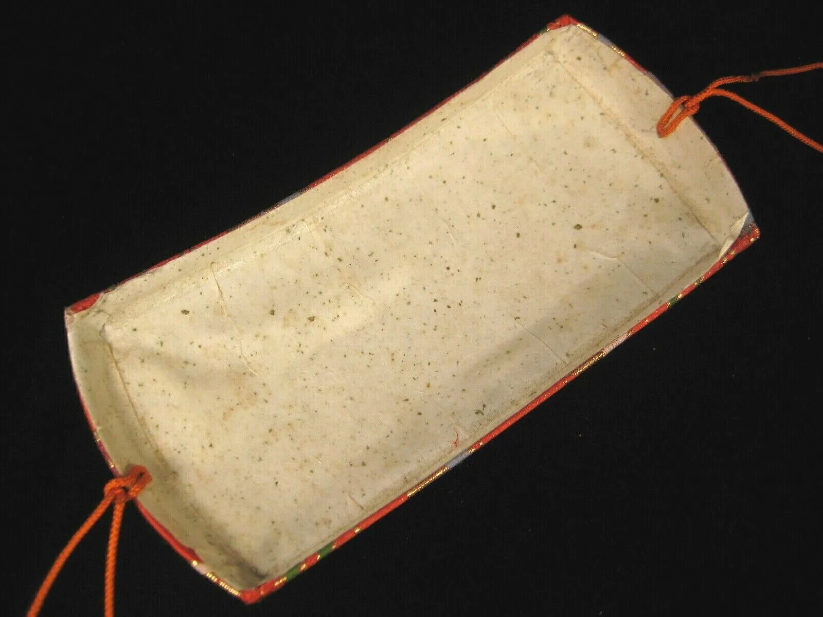 Vintage Japanese Shamisen Doukake Side Cover For Dou (Body) Orange W/ Leaves