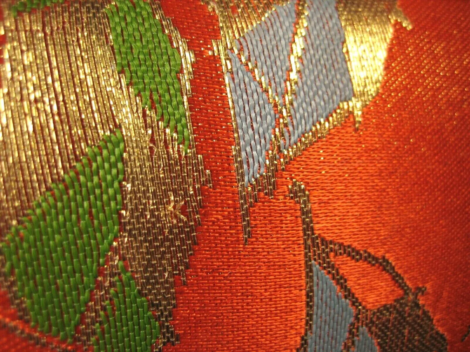 Vintage Japanese Shamisen Doukake Side Cover For Dou (Body) Orange W/ Leaves