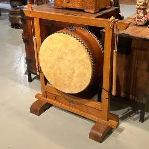 Vintage Japanese Taiko Drum w/ Stand Sticks 26"x18"