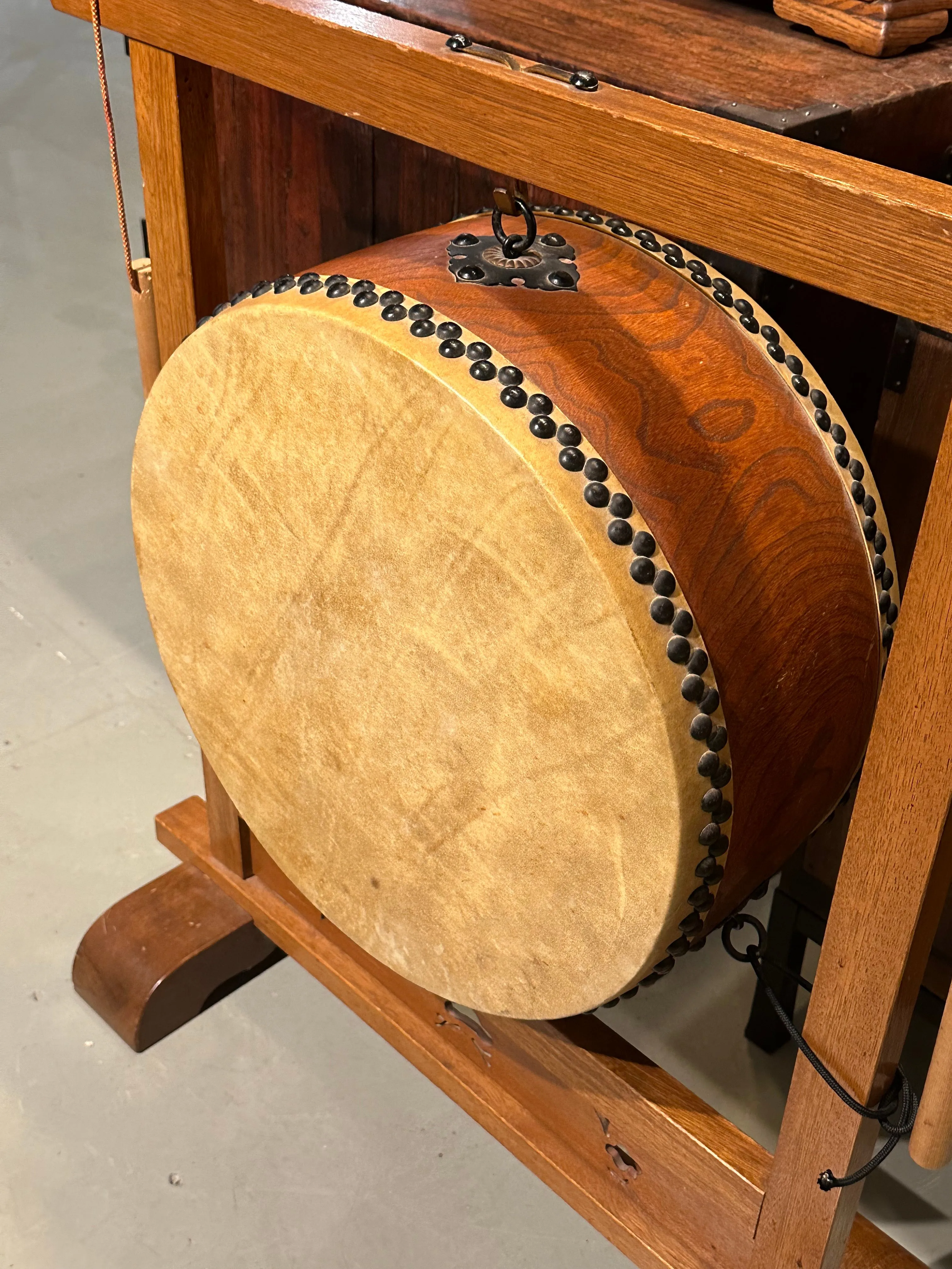 Vintage Japanese Taiko Drum w/ Stand Sticks 26"x18"