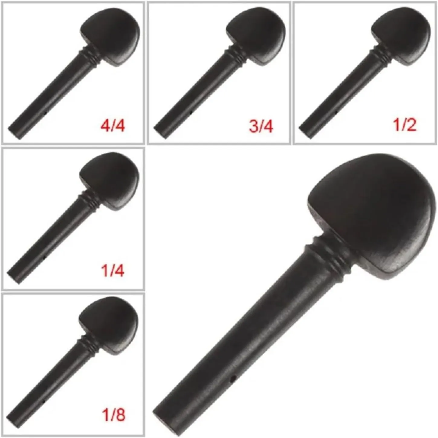 Violin Accessories Ebony Violin Tuning Pegs 5 Different Sizes For 1/8 50 To 65 Mm Accessories(4/4)