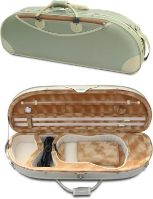 Violin Case 4/4 Full Size Nylon Oxford Lightweight box Adjustable shoulder straps Travel violin case bag (pea green)