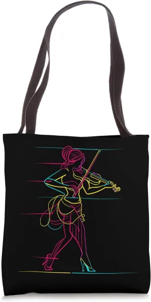 Violin Girl Drawing Fiddler Music School Tote Bag