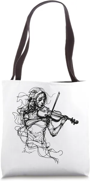 Violin Girl Sketch Fiddler Concert Band Tote Bag
