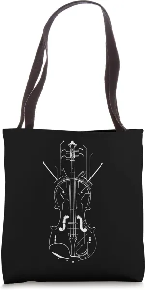 Violin Line Art Fiddler Baroque Music Tote Bag