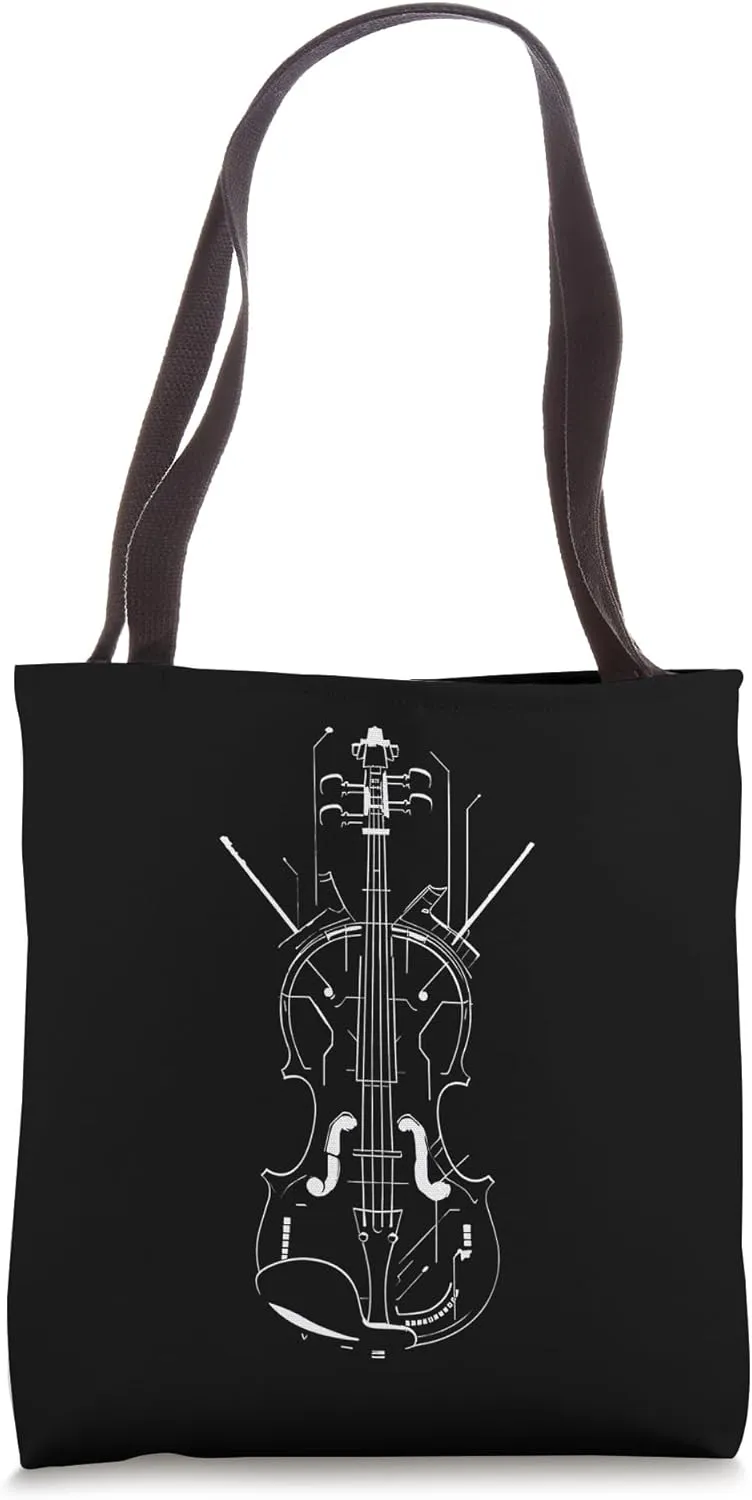 Violin Line Art Fiddler Baroque Music Tote Bag