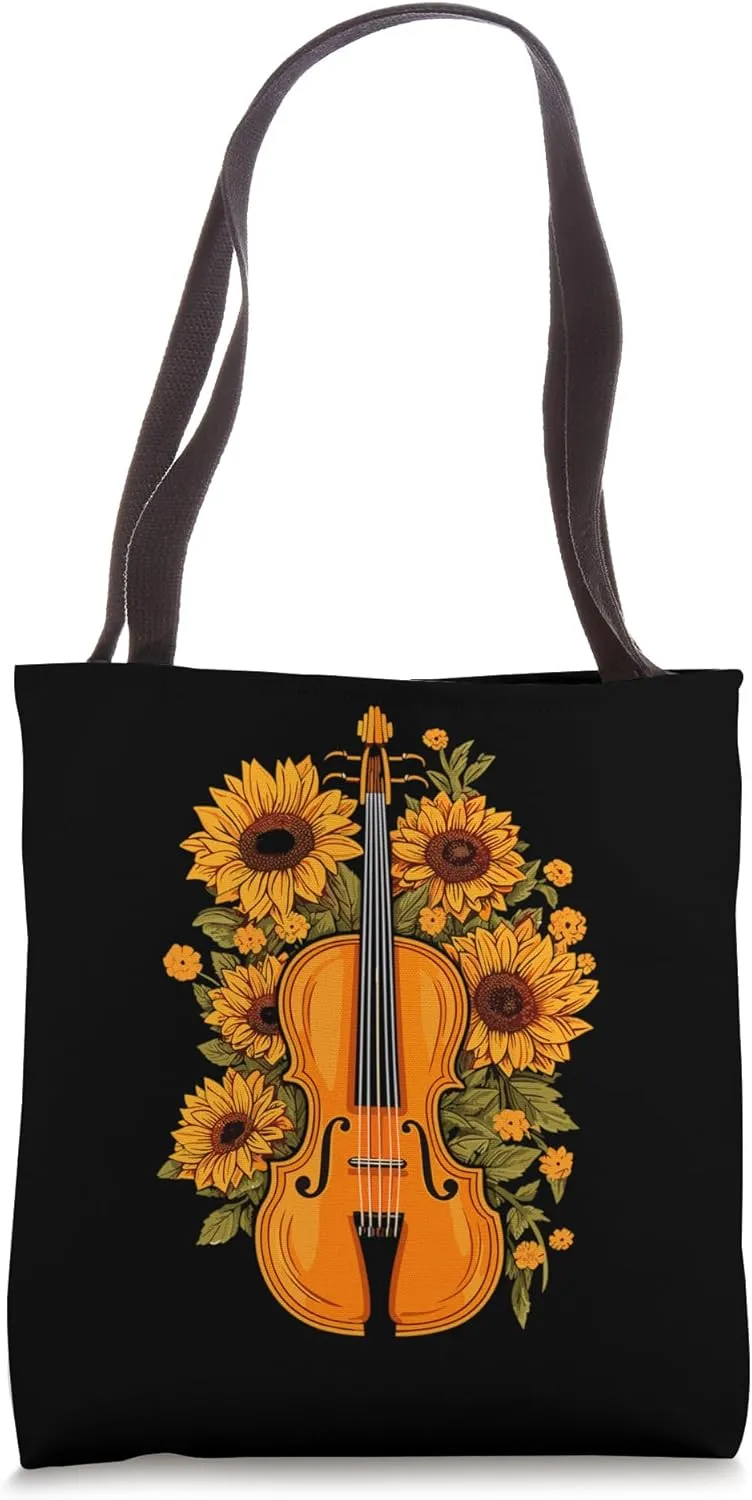 Violin Sunflower Violinist Musical Instrument Orchestra Tote Bag