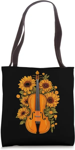 Violin Sunflower Violinist Musical Instrument Orchestra Tote Bag