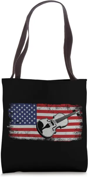 Violin Violinist Usa American Flag Vintage Tote Bag