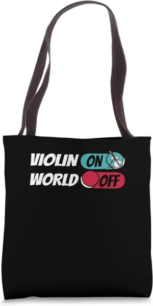 Violinist Fiddle Fiddler Violin On World Off Tote Bag