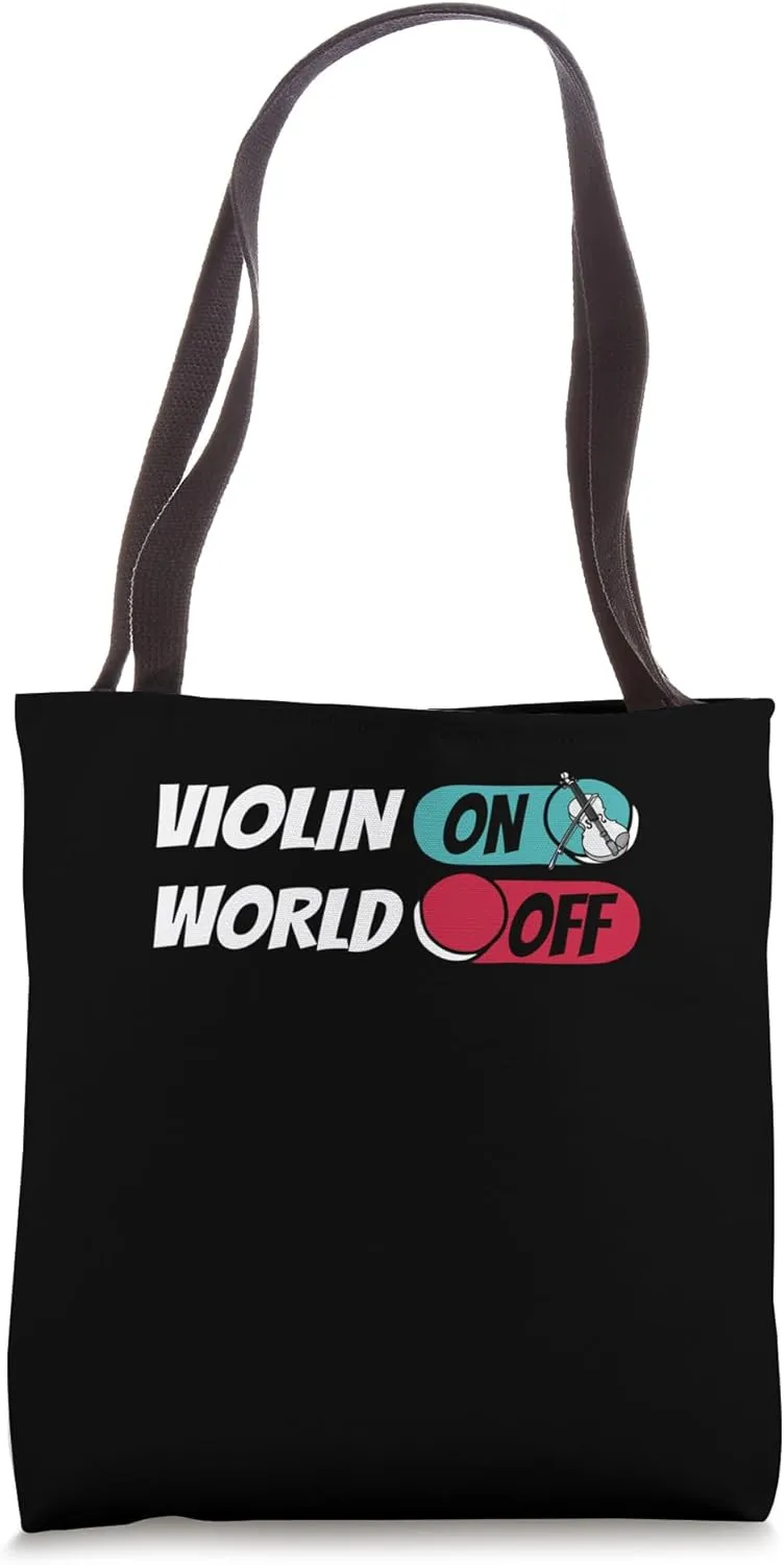 Violinist Fiddle Fiddler Violin On World Off Tote Bag