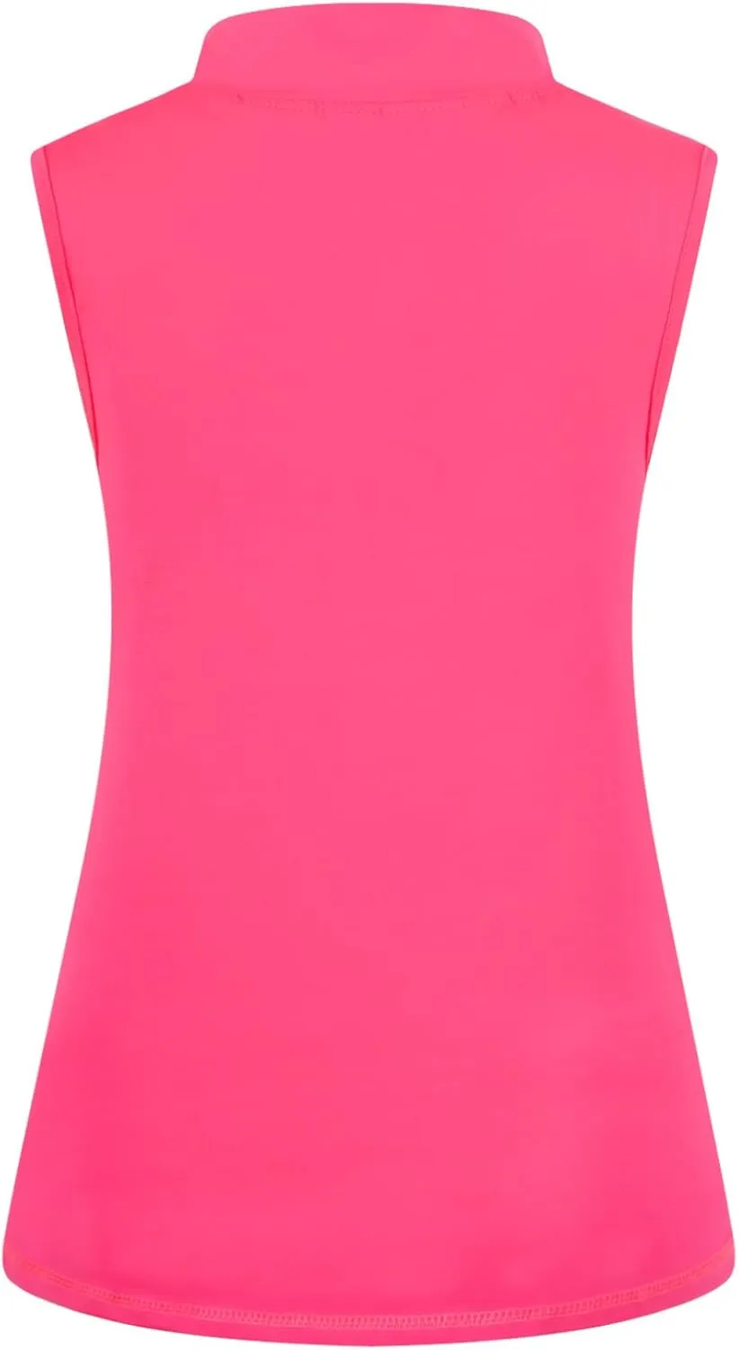 Viracy Women's Zip Up Golf Workout Tank Tops Sleeveless Quick Dry Athletic Polo Shirts