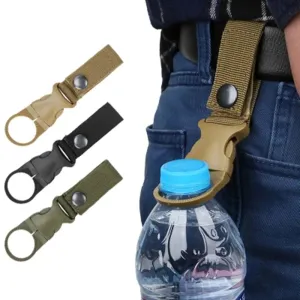 Water Bottle Holder for Carabiner or Molle Webbing with Quick-Release Clip for Camping, Hiking, and Outdoor Gear