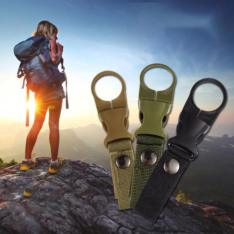 Water Bottle Holder for Carabiner or Molle Webbing with Quick-Release Clip for Camping, Hiking, and Outdoor Gear