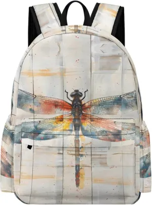 Watercolor Dragonfly Rustic Wood Style Vintage Insect Travel Backpack Lightweight Laptop Backpack Casual Daypacks Shoulder Purse Bags for Men Women