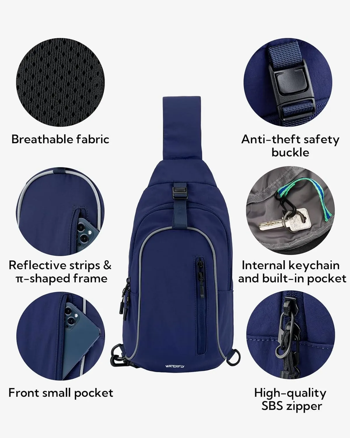 WATERFLY Crossbody Sling Backpack Sling Bag: Small and Stylish Design for Hiking Travel and Everyday Use