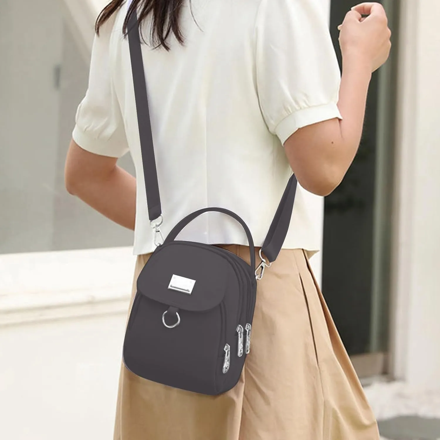 Waterproof Women Crossbody Bag Nylon Messenger Bags Simple Purse for Work, Multi-pocket Storage Shoulder Handbag