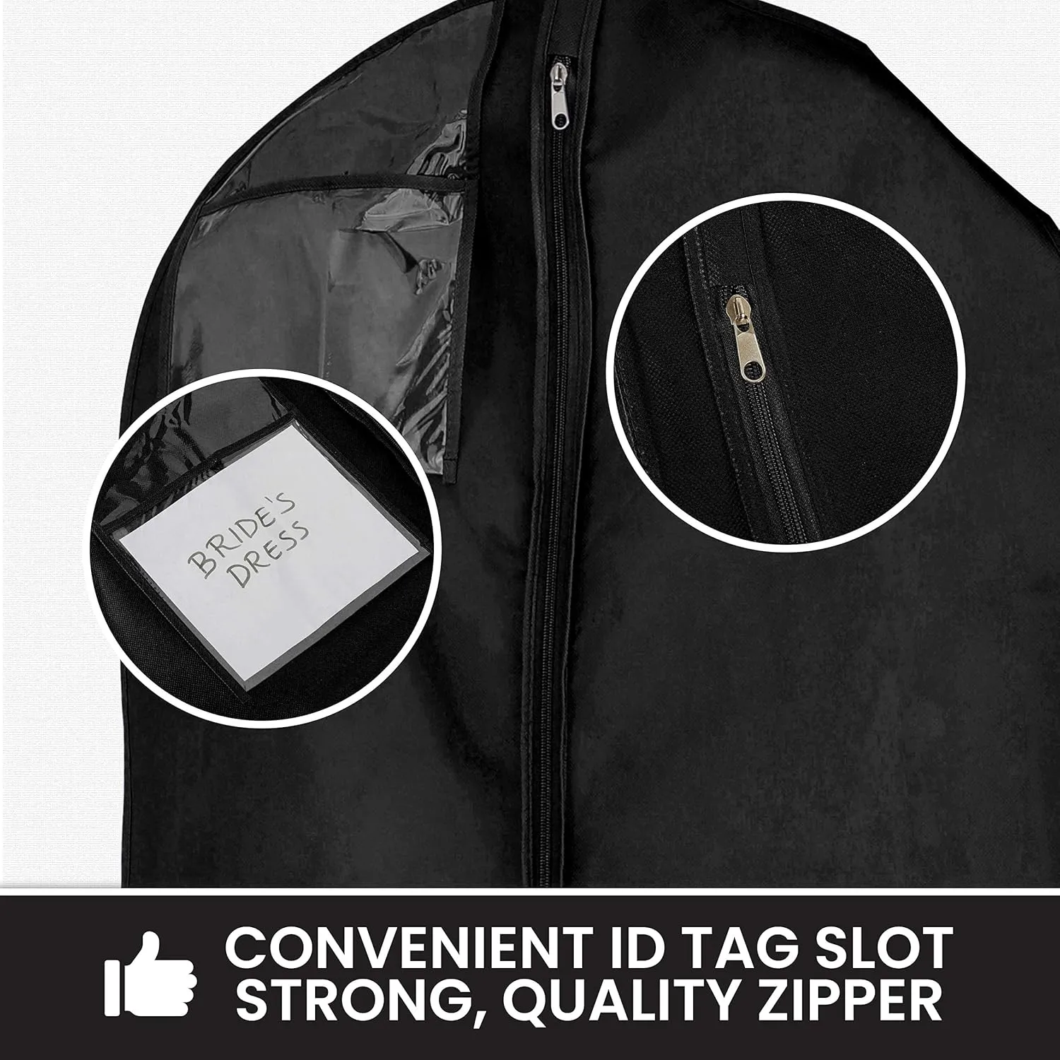Wedding Dress Garment Bag 16 inch Gusseted, Durable, For Long Puffy Gowns, Clear Vinyl Pouch for Labeling