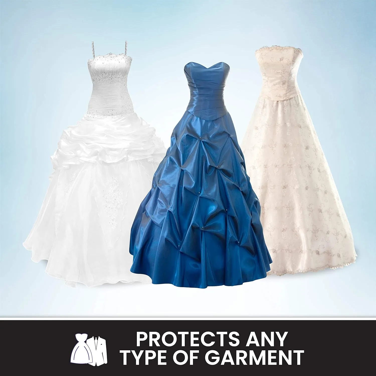 Wedding Dress Garment Bag 16 inch Gusseted, Durable, For Long Puffy Gowns, Clear Vinyl Pouch for Labeling
