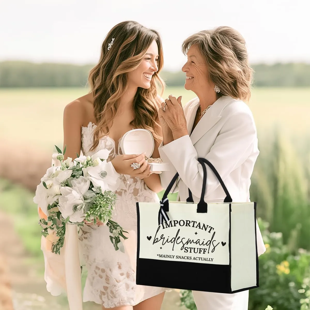 Wedding gift bag for women, Canvas Tote Bag Gifts for Officiant Mother Bride Bridesmaid