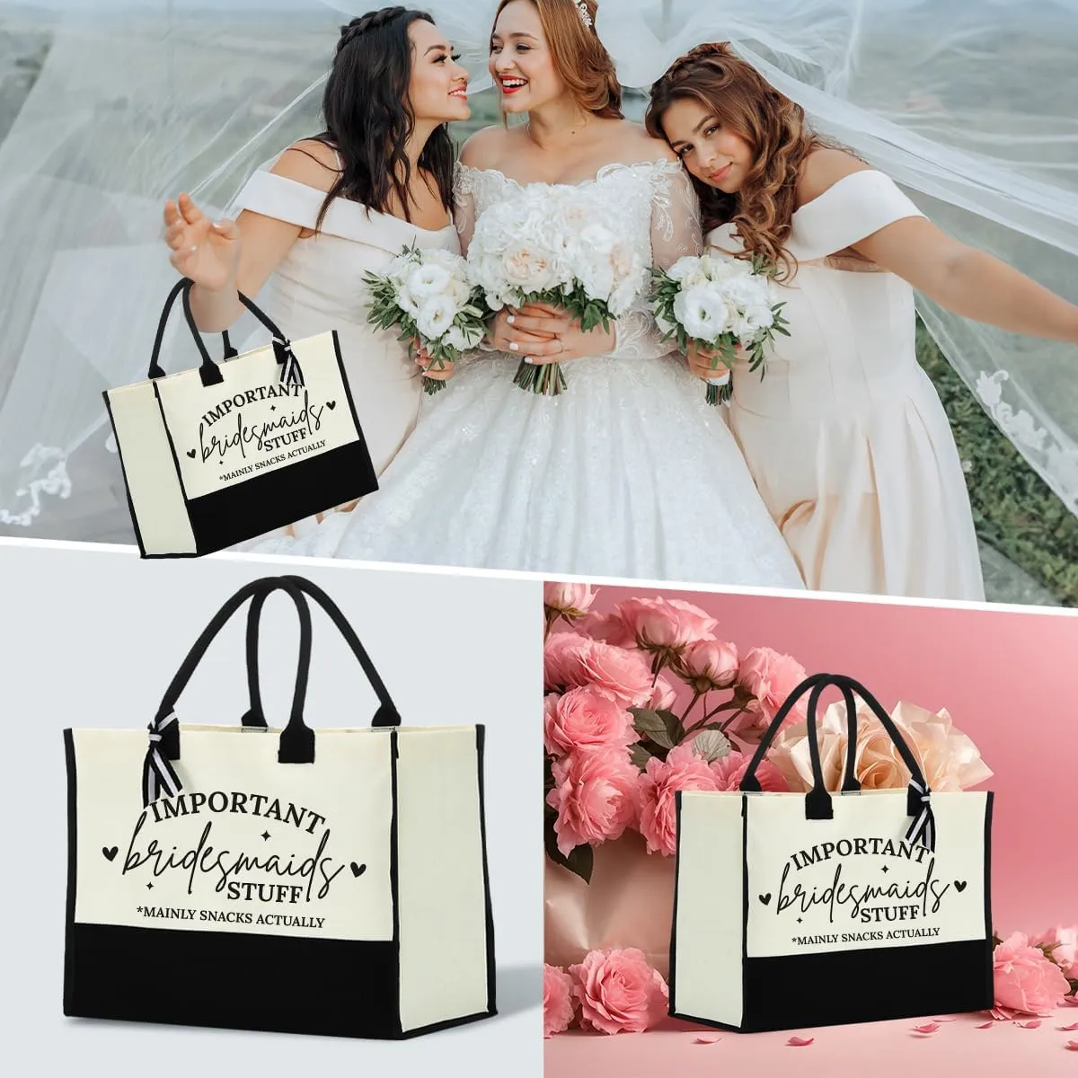 Wedding gift bag for women, Canvas Tote Bag Gifts for Officiant Mother Bride Bridesmaid