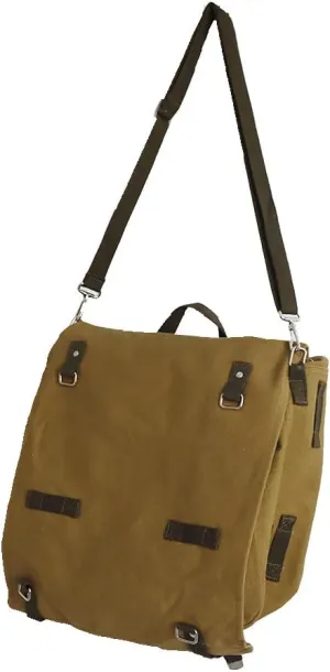 West German Backpack Canvas Shoulder Bag Retro Motorcycle Bag Replica WWII Storage Bag (Khaki)
