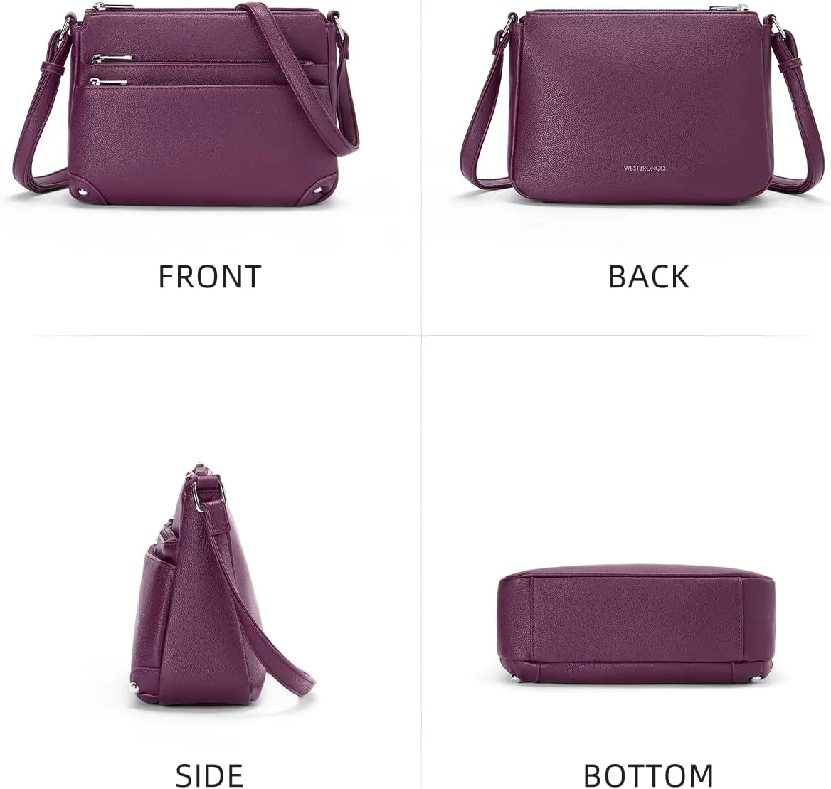 WESTBRONCO Crossbody Bags for Women, Medium Size Shoulder Handbags, Satchel Purse with Multi Zipper Pocket