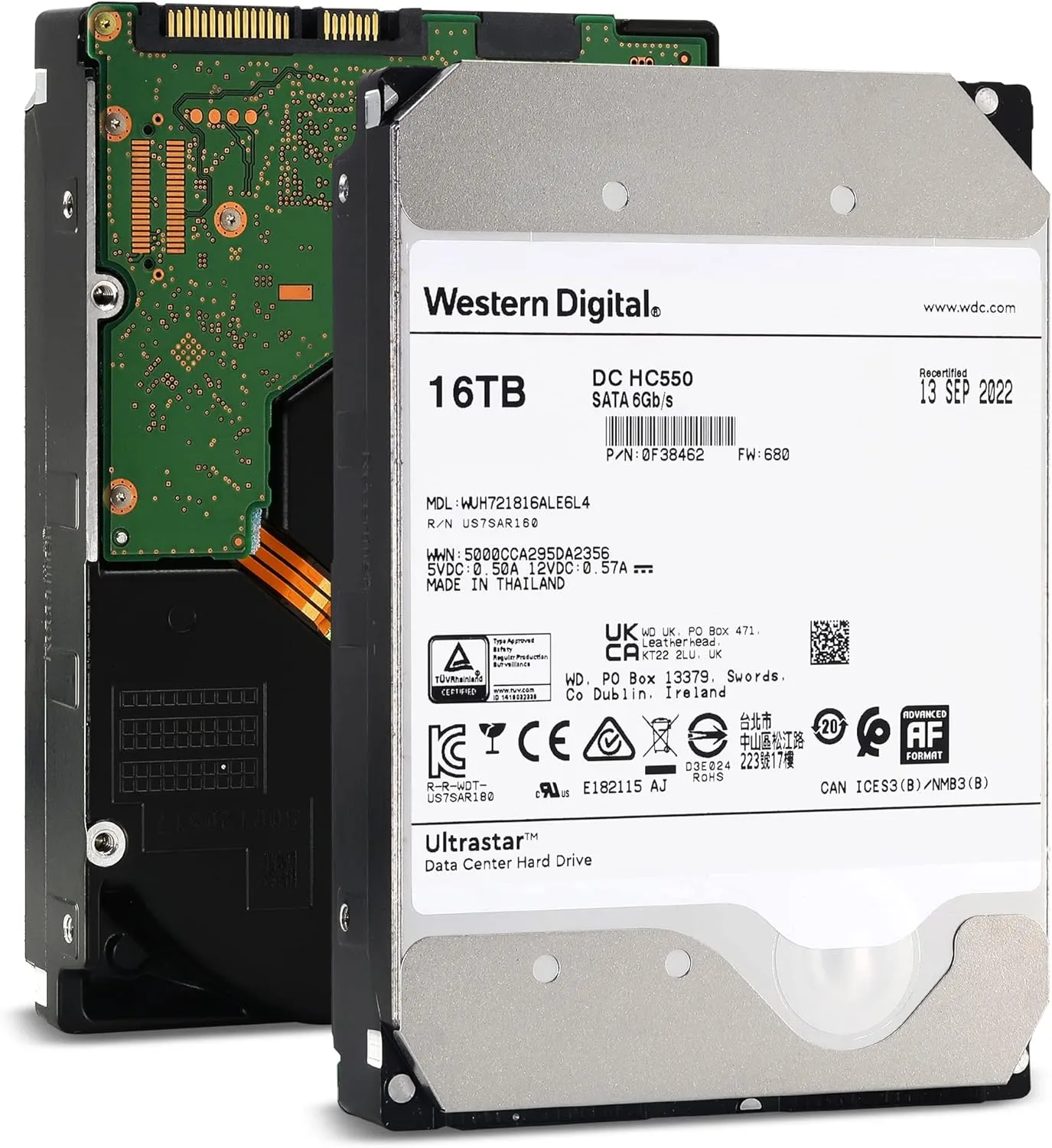 Western Digital Ultrastar DC HC550 WUH721816ALE6L4 0F38462 16TB 7.2K RPM SATA 6Gb/s 512e 512MB 3.5" SE HDD