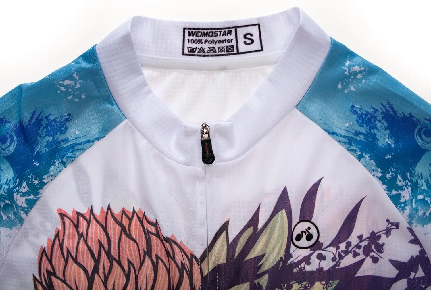 Women Cycling Short Sleeve Jersey Bike Bicycle Clothing Flowers Jacket with Big Reflective Tape