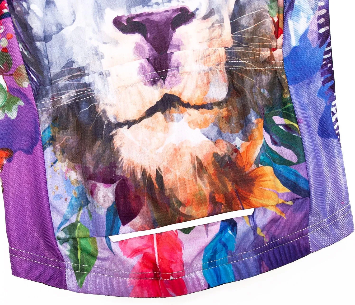 Women Cycling Short Sleeve Jersey Bike Bicycle Clothing Flowers Jacket with Big Reflective Tape