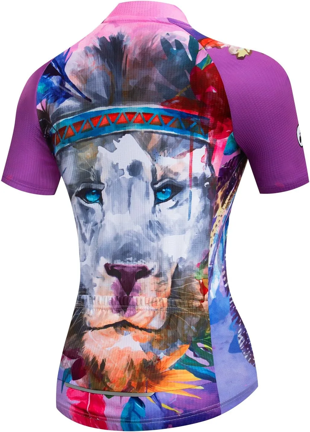 Women Cycling Short Sleeve Jersey Bike Bicycle Clothing Flowers Jacket with Big Reflective Tape