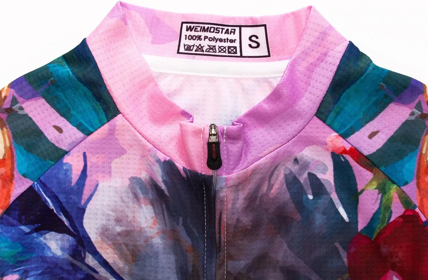 Women Cycling Short Sleeve Jersey Bike Bicycle Clothing Flowers Jacket with Big Reflective Tape