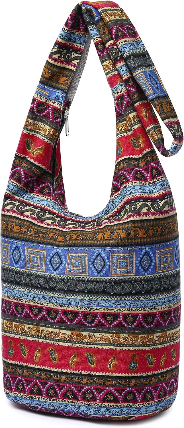 Women Shoulder Handbags Fashion canvas Hippie Crossbody Bags Bohemian Animal Prints Hobo Bags
